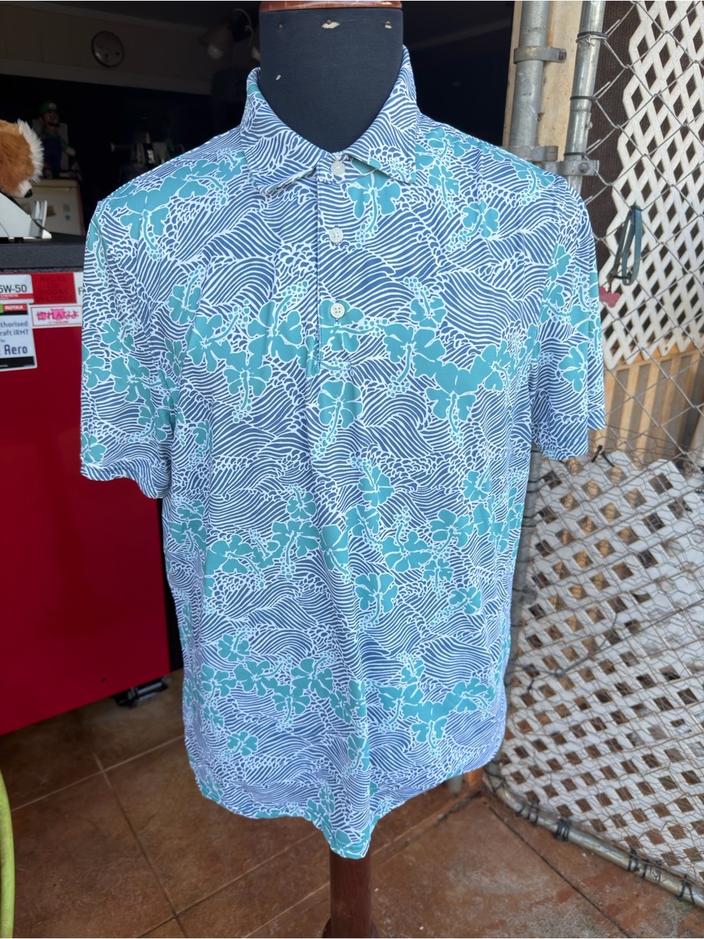 PreOwned Reyn Spooner Brrr  Polo Hawaiian Shirt Multicolored Men's Medium